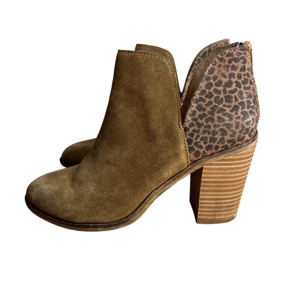 Dolce Vida DV8 Heel Ankle Boots Size 7 Booties Leopard Colorblock 3.5" Heel